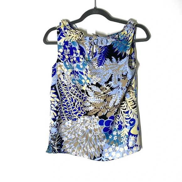 Talbots Floral Ruffle Neckline Tank Blouse Size Petite - Picture 8 of 9